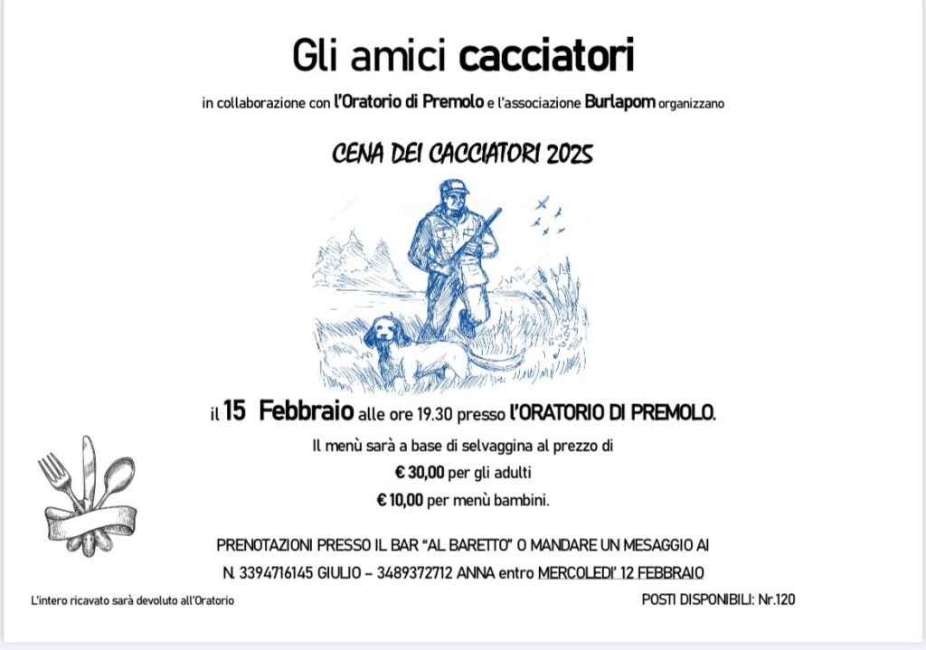 Cena cacciatori 2025